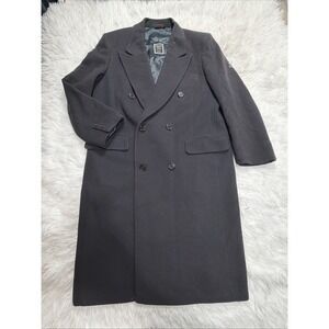 Vintage 80's DIOR Trench Overcoat Mens 42 Black Double Breasted Formal Menswear